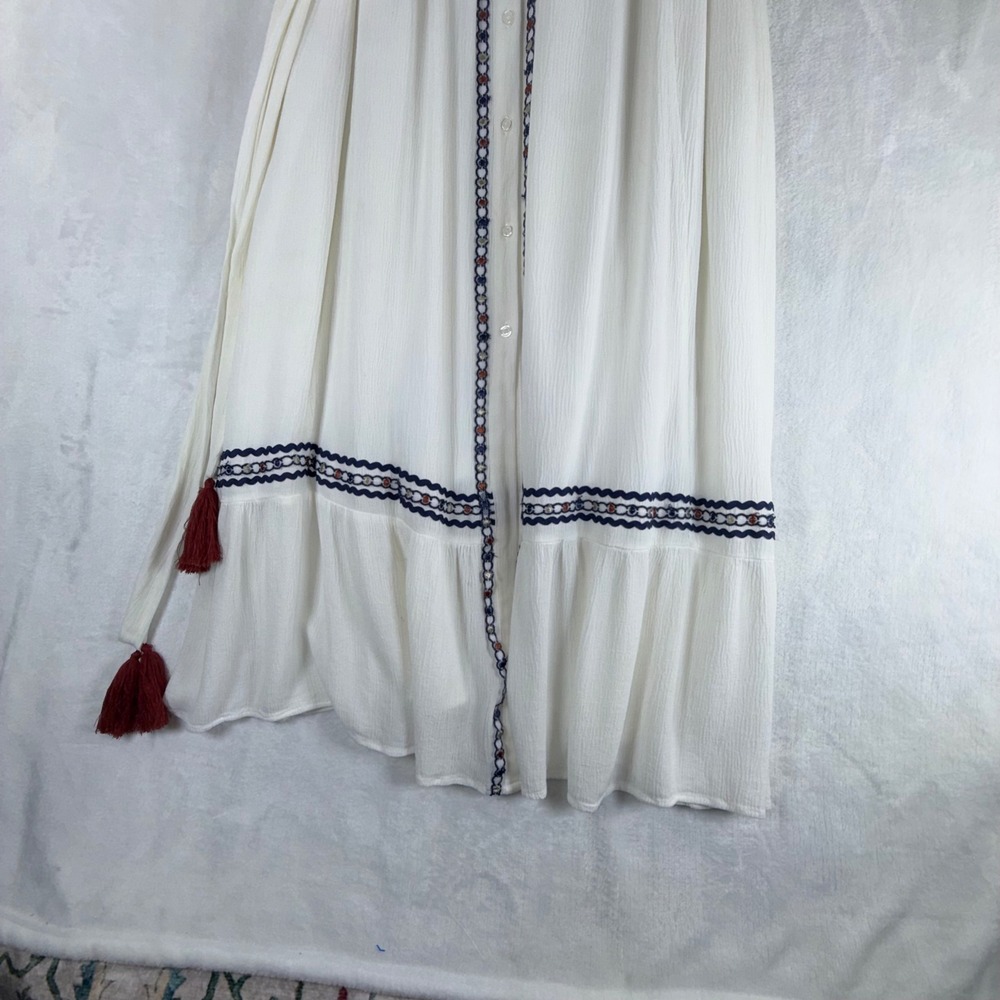 Now + Gen x Sonoma White Embroidered Tassel Belted Shirt Dress Plus Size 2X - Picture 3 of 10